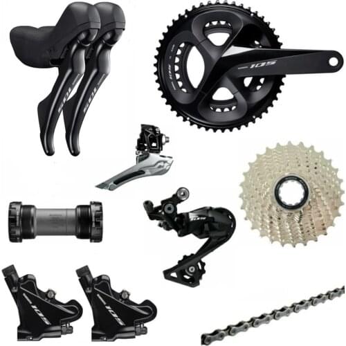 2018 New shimano 105 R7020 R7070 Hydraulic Disc Brakes Groupset 2x11S 22S Speed Road Bike Bicycle 8 Parts