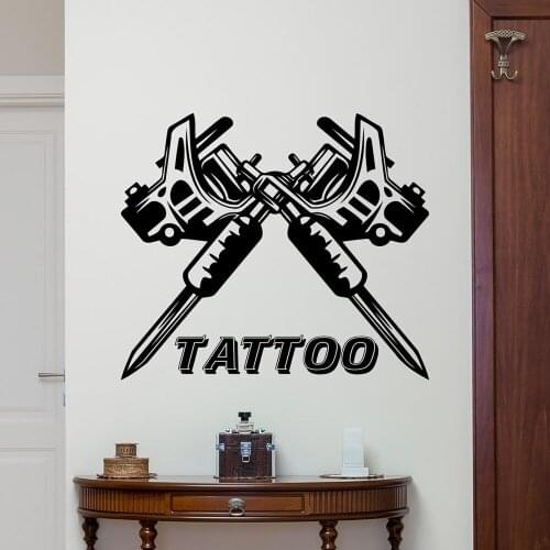 Tattoo Machine Wall Decals Tattoo Studio Salon Poster Vinyl Wall Sticker Removable Waterproof Tattoo Salon Decor Mural X689