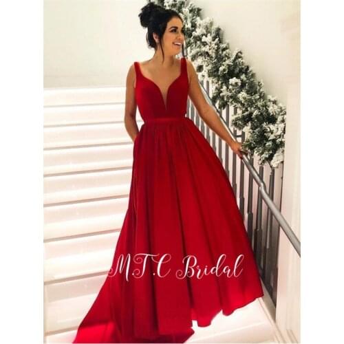 Gorgeous Burgundy Evening Dress 2019 High Quality Floor Length A Line With Pockets Long Formal Dresses Hot Selling Women Gowns