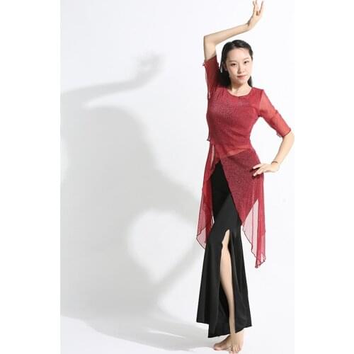 Oriental Dress Chinese Classical Dance Clothing Women Pants Ladies Transparent Mesh Cheongsam Shirt Dance Performance Costumes
