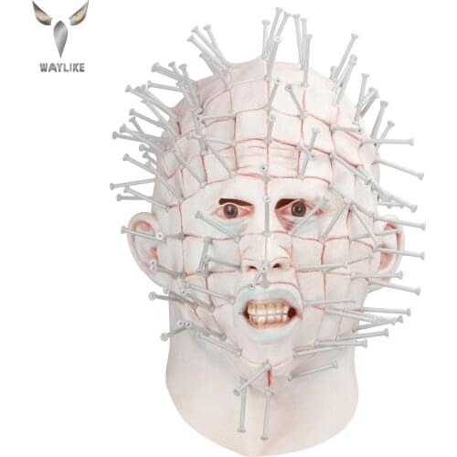 WAYLIKE Halloween Hellraiser Masks Infernal Ghost Nails Adult Unisex Masks Grimace Monster Nail Man Movie Cosplay Mask