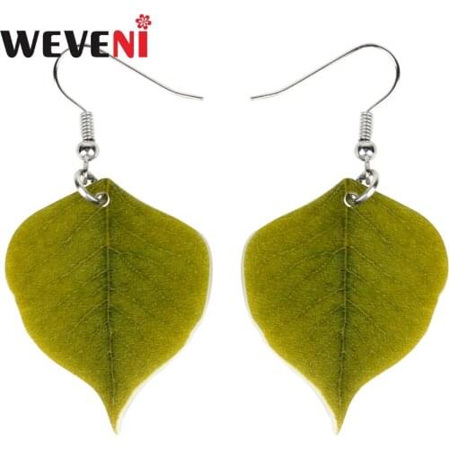 WEVENI Accessory Acrylic Drop Foliage Leaf Earrings New Long Dangle Cartoon Female Plant Jewelry For Women Girls Teens Gift Gift