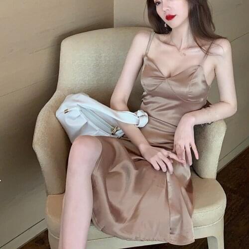 ZC2999 2021 Summer new women fashion temperament sexy V-neck show thin shoulder strap dress cheap wholesale