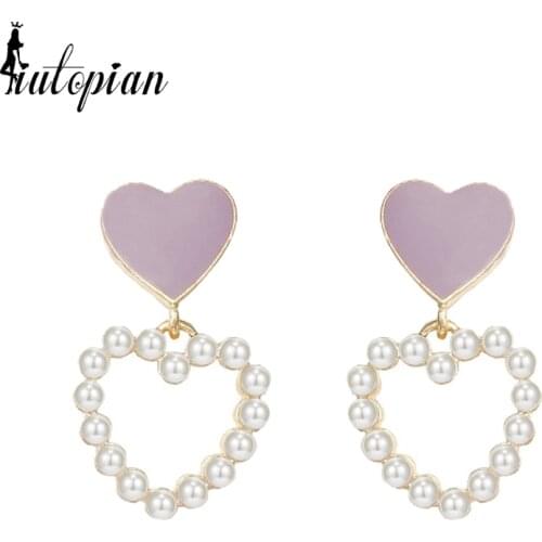 Korean Style 2021 Autumn Heart Shape Drop Mini Pearl Earrings For Women S925 Needle Anti Allergy Daily Jewelry Gift #HJ110