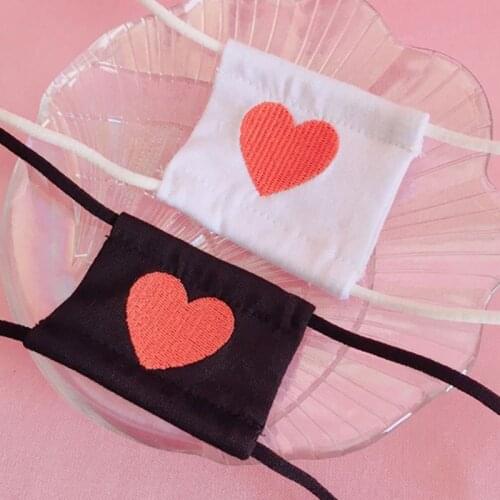 Women Girl Toyko Anime Cosplay Costume Student Eyeshade Red Heart Embroidered Single Eye Mask Elastic Earloop Blindfold
