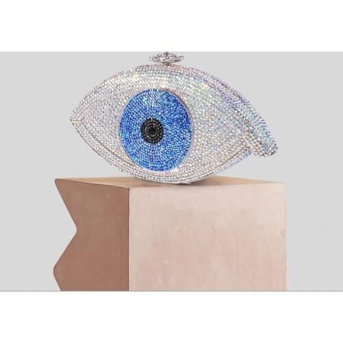 Lady Blue Hollow Out Women Crystal Clutch Purse Evening Bags Bridal Diamond Purses and Handbags Rhinestones Party Cocktail Bags
