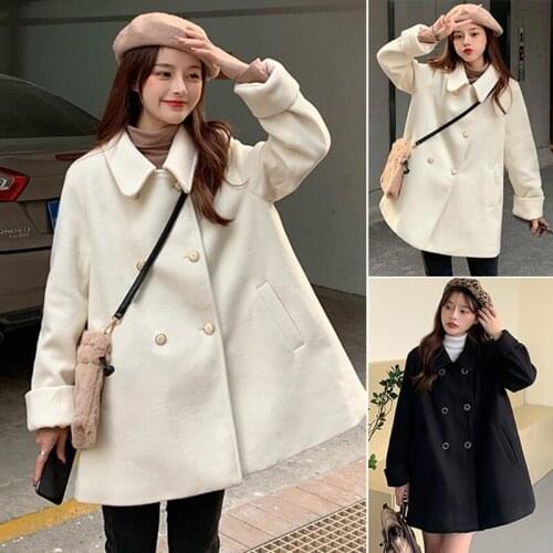 Kili Womens Cape-Style Double-Breasted Long-Sleeved A-Seam Thickened Warm Woolen Coat, One Size