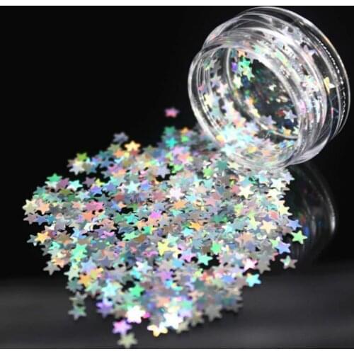 1Box Silver Color Sequins Acrylic Powder Crystal Polymer Nail Art Tips Builder False Tips Nails Art Builder Nail Polymer Stars