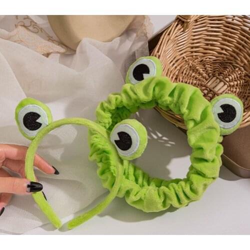 1PC Cute Frog Makeup Headband Wide-brimmed Elastic Hairbands Cute Girls Hair Bands Women Hair Accessories Girls Hairband