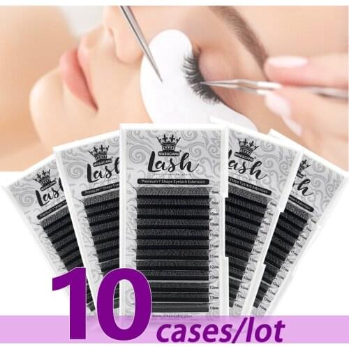 10Cases/Lot Best Selling False Eyelashes Y Shape Premium Matt Black Y Style Volume Eye Lashes 8-14mm C/D Curl False Eyelashes