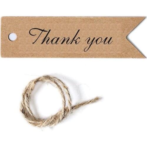 100pcs Kraft Paper Tags Packaging Tags Handmade Hang Tag Thank You Gift Tag Labels for DIY Wedding Party Gift or Candy Tags