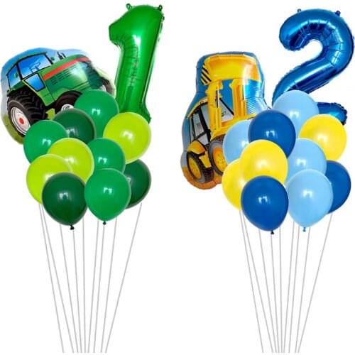 12pcs Farm Tractor Helium Balloons 32 inch Number Foil balloon baby shower Farm Theme birthday party decorations kids Air Globos