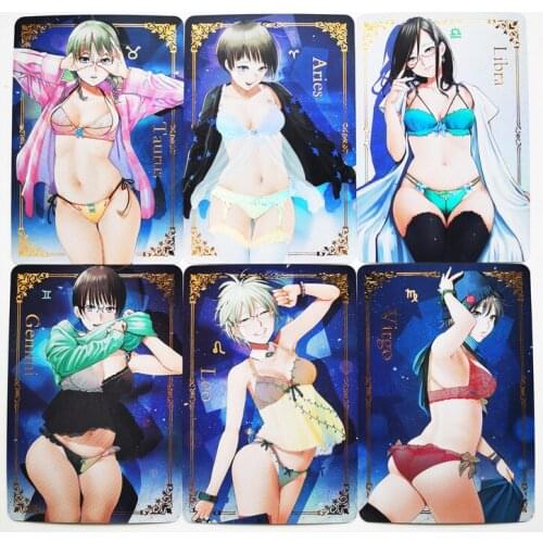 12pcs/set Twelve Constellations Underwear Bronzing Sexy Girls Hobby Collectibles Game Anime Collection Cards
