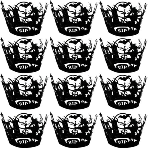 12PCS/Set Halloween Pumpkin cast Pattern Lace Laser Cut Cupcake Wrapper Liner Baking Cup Muffin For Wedding Birthday Party