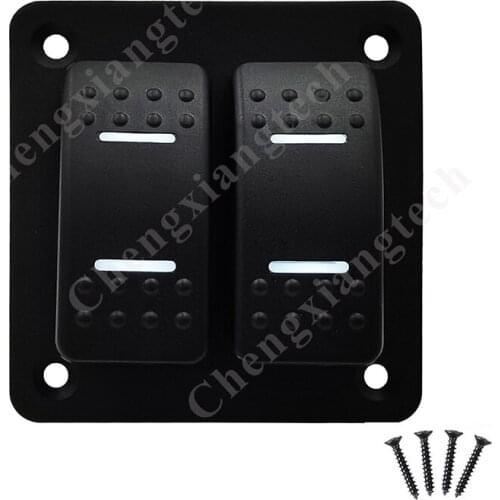 2 Gang White Led Rocker Switch Panel 5 Pin On Off Pre-Wired Aluminum Toggle Switch Panel Waterproof for 12V/24V Car Marine Boat
