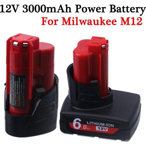 3000mAh/6000mAh 12V Replacement Battery For Milwaukee M12 XC 48-11-2410 48-11-2420 48-11-2411 12-Volt Cordless Tools Battery