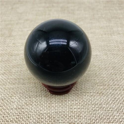 40mm Natural Black Obsidian Sphere Crystal Ball Healing Stone +Stand