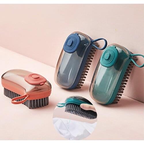 Scrubbing Brush Automatic Liquid Filling Bowl Pot Cleaning Brush ABS Reusable Detergent Storage Box Shoes Washer for Kitchen