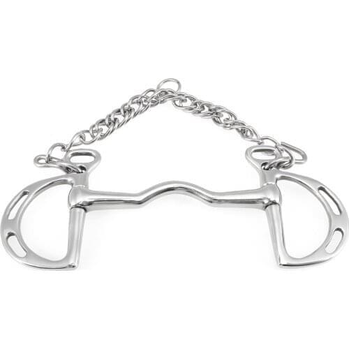 127mm/135mm Horse Bit Stainless Steel Low Port Bit Pelham Bit With Hooks & Curb Chain Low Port Mouth Riding Bit