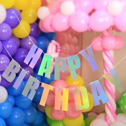Shiny Happy Birthday Letter Banners Theme Party Decor Baby Shower Birthday Banner Bunting Garland Flags Party Supplies