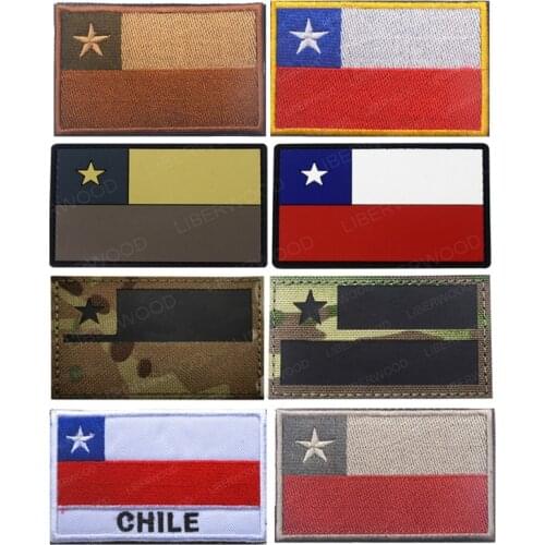 Chile Flag Patch Tactical Infrared Reflective Applique 3D PVC Rubber Army DIY Badge for Armband Clothing Backpack Hat Sticker