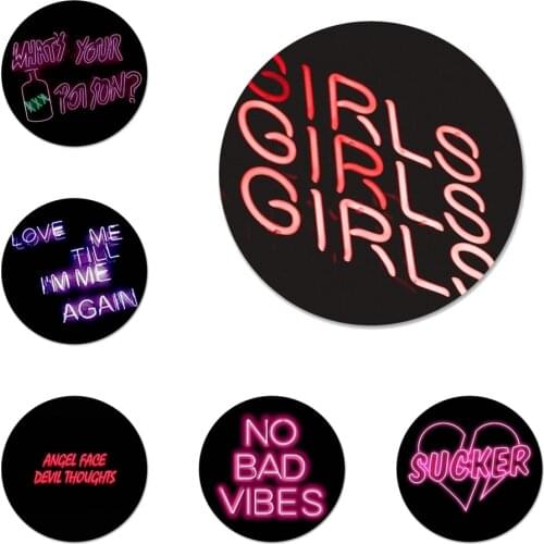 Color text on a black background Badge Brooch Pin Accessories For Clothes Backpack Decoration gift