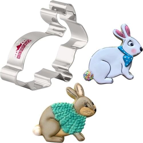 KENIAO Rabbit / Bunny Cookie Cutter for kids - 9.8 x 8.5 cm - Woodland Animal Biscuit and Fondant Cutters - Stainless Steel