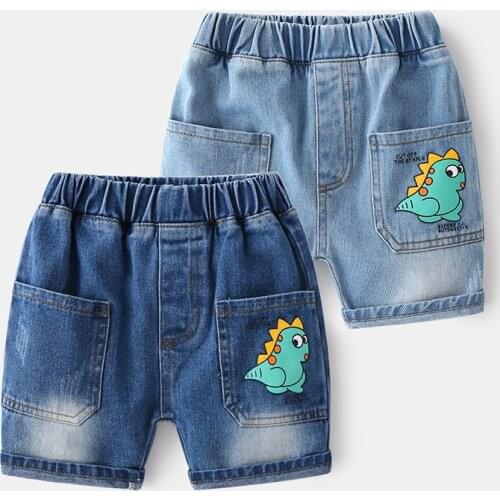 Kids Shorts Summer Denim Pants Cotton Cute Dinosaur Jeans Knee Length Girls Trousers Childrens Clothes