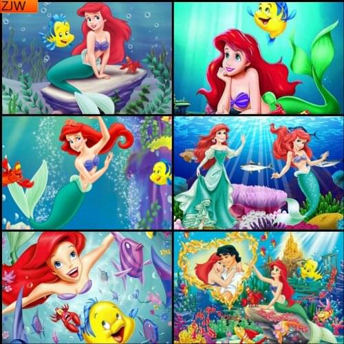 Disney 5D DIY Diamond Drawing Board Princess Round Diamond Embroidery Three-dimensional Exquisite Decoration Handmade