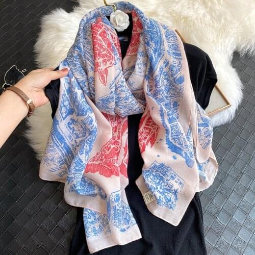 Design style horse city fashion scarf women winter cotton spring and winter warm scarf hijab women Pashmina Farad turban