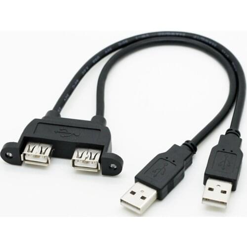 Double Port USB 2.0 extension cable with screw hole and fixed double Port USB extension board cable with ear