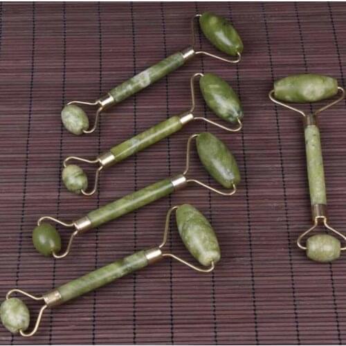 Double Head Green Jade Roller Elliptical Massager Eye Face Neck Facial Slimming Thin face Beauty Health Care Tools Top selling