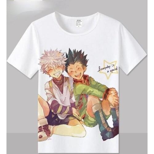 Hunter X Hunter Gon Freecss Killua Zoldyck Cosplay T Shirt Kurapika Leorio Print Summer T-Shirt Anime Casual Top Tee tshirt