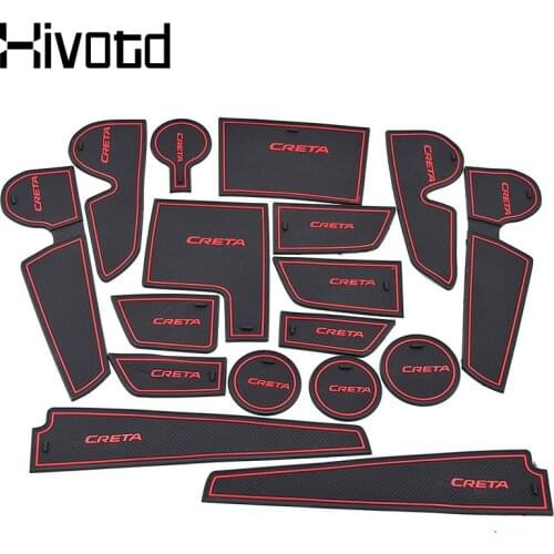 Hivotd For hyundai creta ix25 2017 2018 2019 Accessory Rubber Mat Door Mat Anti-slip Cup Pad Car Styling Interior Gate Slot pads