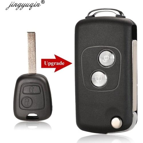 Jingyuqin 20pcs 2 Buttons Modified Flip Car Key Case Shell For Citroen C1 C2 C3 Xsara Picasso For Peugeot 206 306 307 407 406