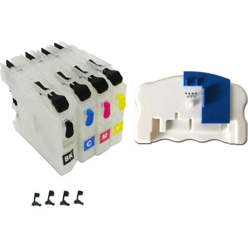 Refillable Ink Cartridge without chips + Chip Resetter for brother LC203/LC205/LC207/LC209/LC223/LC225/LC227/LC229/LC233/LC235