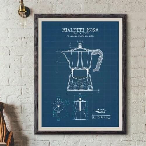 Coffee Pot Patent Posters And Prints Bialetti Moka Poster Coffee Blueprint Art Picture Canvas Painting Kitchen Wall Art Decor
