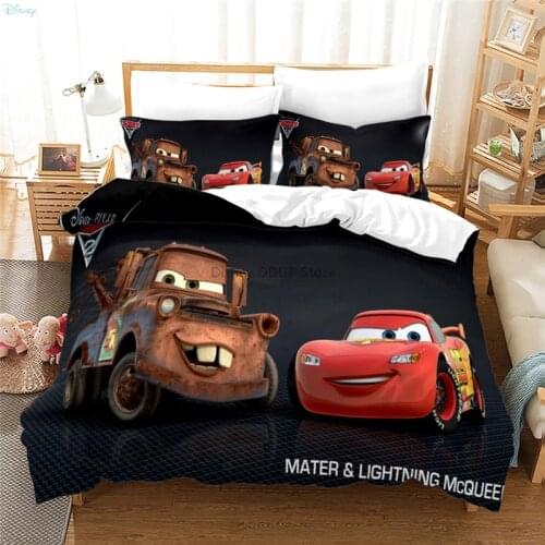 Black Mater Lightning McQueen 95 Disney Cars Character Duvet Cover Set with Pillowcase Cartoon 3d Bedding Set for Children Gifts