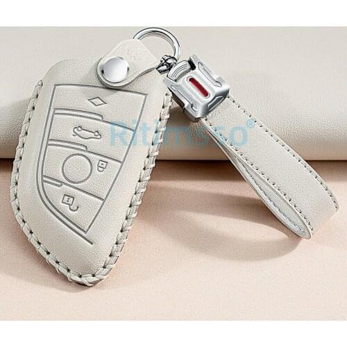 Leather Car Key Case Cover Shell for BMW X1 X3 X5 X6 X7 1/3/5/6/7 Series G30 G20 G32 G11 F20 Z4 F48 F39 G01 G02 F15 F16 G07