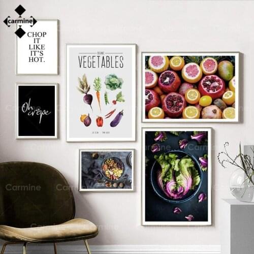 Kitchen Decor Pomelo Orange Fruit Mustard Vegetables Nordic Poster and Print Wall Art Canvas Painting Wall Print for Dining Room