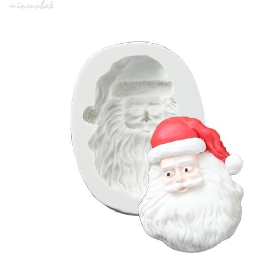 Minsunbak Christmas Silicone Mold Santas Fondant Stencil Cake Decoration Tools Chocolate Baking Mould