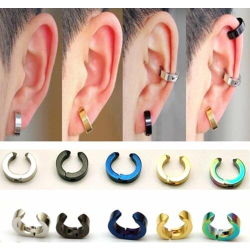 Fashion Punk fake piercing Clip Earrings For women girls Ear Cuff party steel earring female ear clips Jewelry men earrings 2019