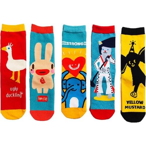 Autumn Winter New Design Women Socks Funny Sock Cotton Cartoon Animal Jacquard