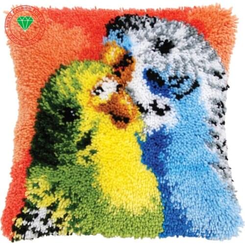 Parrot pillow cushion decor carpet Latch hook rug kits Pillowcase home pillow carpet crochet hooks yarn hook rug cushion mat