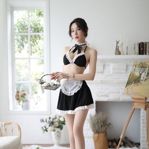 Sexy underwear kawail Bra Sets lace housemaid cosplay mesh uniform sexy lingerieservant girl Maid dress role playing Nightdress