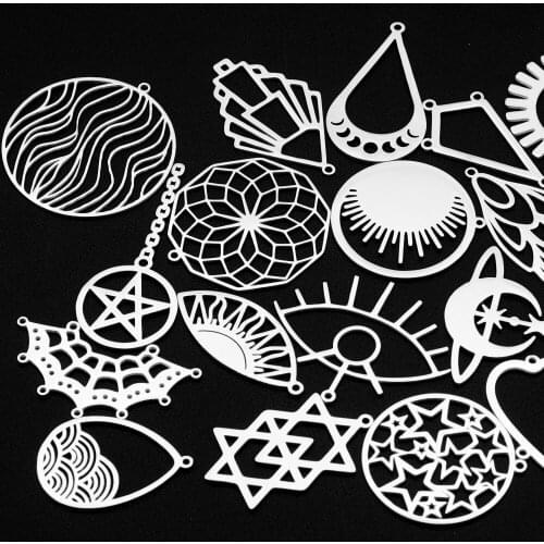 20pcs/lot Mix Designs 100% Stainless Steel Big Star Drop Sun Geometric Earring Making Pendant Wholesale Factory Price Never Fade