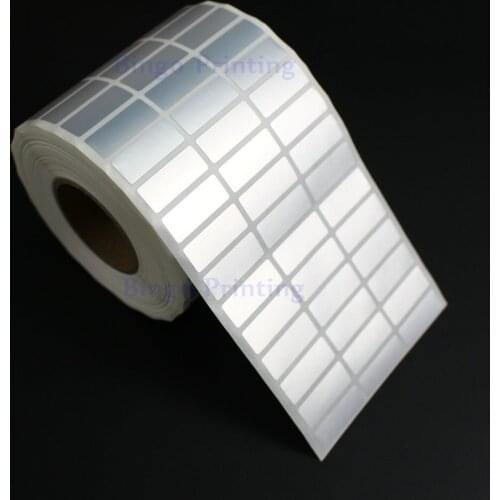 Sticker label 30*10 mm 10000pcs/Roll Thermal Transfer Silver PET Label Waterproof Tearproof Oilproof Barcode Label