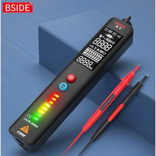BSIDE X1/X2 Upgraded Voltage Tester, Color LCD 3-Result Display Voltage Detector with Infrared Thermometer for BBQ with EVA Case