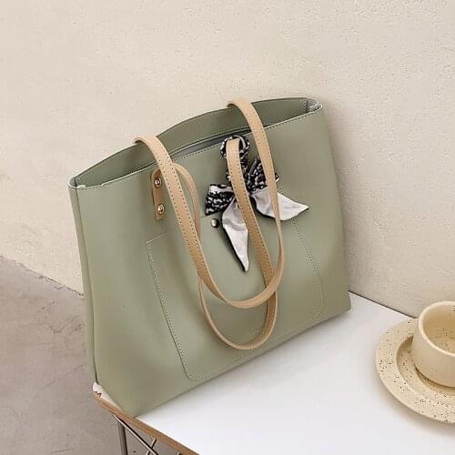 Elegant Womens Shoulder Bags 2021 Fashion High Quality PU Leather Handbag Bowknot Designer Large Capacity Pure Color Handbags