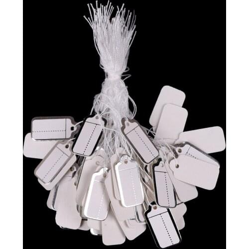 100pcs/lot DIY Price Label Rectangular Label Tie String Jewelry Clothes Display Merchandise Price Tags Card Silver/gold/white